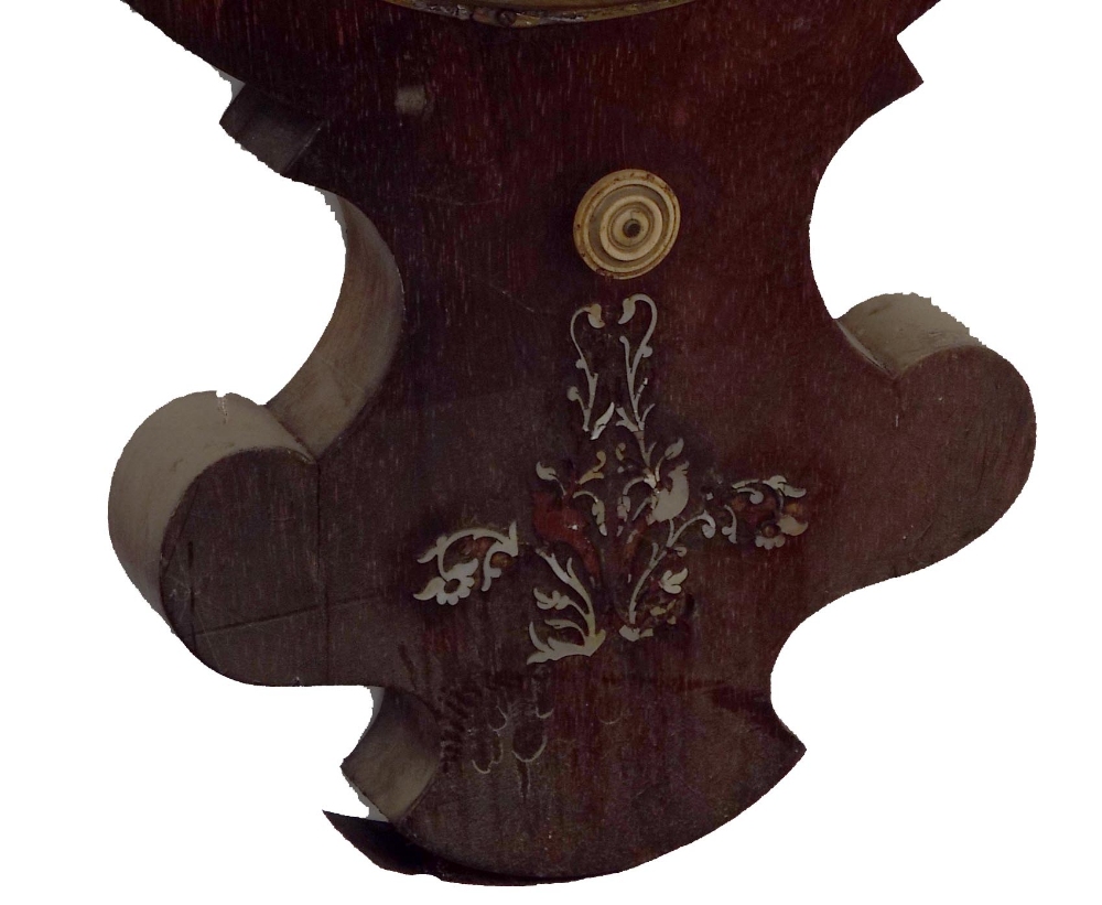 Large rosewood two glass banjo barometer, with a 10" silvered dial within a mother of pearl inlaid - Image 2 of 2