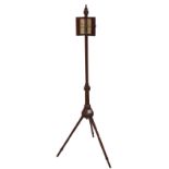 Unusual mahogany barometer stand, the paper scale with a mercury tube upon a cylindrical column with