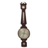 Large rosewood four glass banjo barometer, the 10" silvered dial signed J. Somalvico & Son, 37