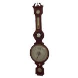 Mahogany five glass banjo barometer, 10" circular silvered dial, signed G. Cattelli & Son, Hereford,