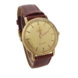 Omega Seamaster automatic 18ct gentleman's wristwatch, circular gilt dial with baton markers,