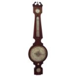 Mahogany four glass banjo barometer, 8" silvered dial, signed W. Martinelli, 2 King Street, 38"