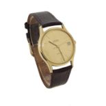 Omega De Ville automatic 9ct gentleman's wristwatch, circa 1973, the gilt dial with baton markers,