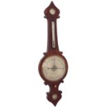 Large rosewood four glass onion top banjo barometer, the 10" silvered dial signed D Fagioli & Son, 3