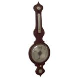 Oak onion top four glass banjo barometer, with 10" circular silvered dial, 40" high