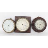 Circular wall barometer, the 8" white dial signed J. White, 78 Union Street, Glasgow, within a metal