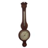 Mahogany two glass banjo barometer, the 8" circular silvered dial signed P. Poncia, Gloucester,