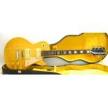Jedson Les Paul style electric guitar, made in Japan, natural flame top, finish with marks and