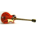 Framus 5/149 Star bass guitar, made in Germany, circa 1964, ser. no. 212443, red finish with mild