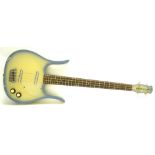 Early 90s Danelectro Long Horn 1st Re-Issue bass guitar, ser. no. 019914474, blue burst finish