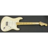 Fender Stratocaster electric guitar, made in USA, circa 2005, ser. no. Z4210560, white finish with