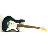 Fernandes Retrorocket RRXO6 electric guitar, ser. no. FG07100215, quilted blue/green flame