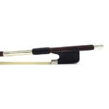 English silver mounted violin bow by and indistinctly stamped J. Tubbs, the stick round, the ebony