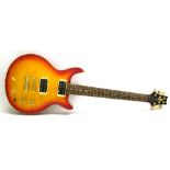 Levin 500 electric guitar, quilted cherry sunburst finish, electrics appear to be in working