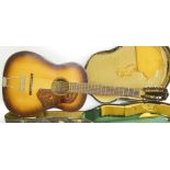 Framus 5/019 twelve string acoustic guitar, made in Germany, ser. no. 53896, sunburst finish with