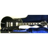 Columbus Les Paul style electric guitar, made in Japan, black finish with marks and wear, wear to