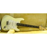 Fender Stratocaster electric guitar, made in USA, circa 1991, ser. no. N1012375, white finish,