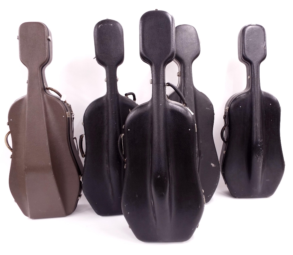 Five various violoncello cases (5)
