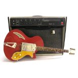 Davoli-Krundaal Wandre electric guitar, made in Italy, red finish body with surface marks and