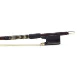 German silver mounted violin bow circa 1880 stamped Martin Leipzig, the stick round, the ebony