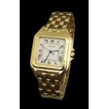 Cartier Panthere 18k gentleman's bracelet watch, ref. 887968C, ser. no. 005290, quartz, 29mm