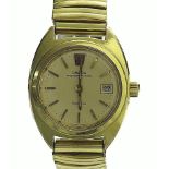 (U01WFE) Omega Megaquartz 32 KHz mid-size gold plated wristwatch, expanding bracelet, 27mm (at