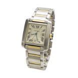 (3YY1WA) Cartier Tank Francaise automatic gold and stainless steel lady's bracelet watch, ref. 2302,