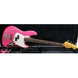 Joe White Guitar Workshops Custom Fender Jazz bass style guitar, deep metallic pink finish,