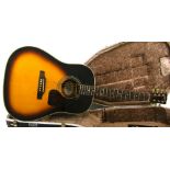 Ozark 3392 acoustic guitar, made in Korea, sunburst finish, Hiscox hard case, condition: good