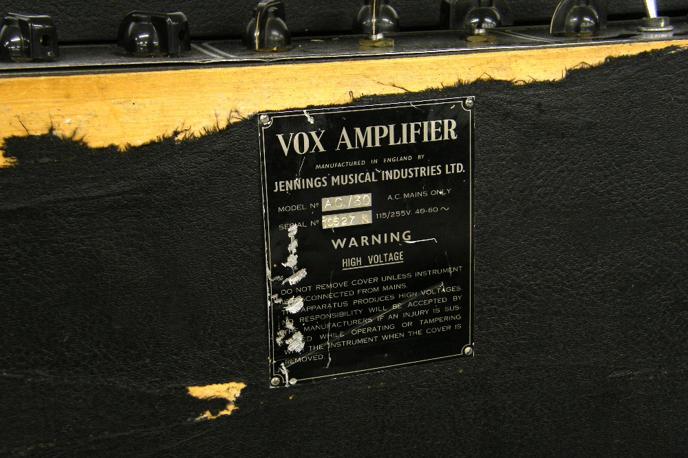 1964 Vox AC30 guitar amplifier, ser. no. 10627N, copper control panel, brown lattice grille cloth, - Image 4 of 4