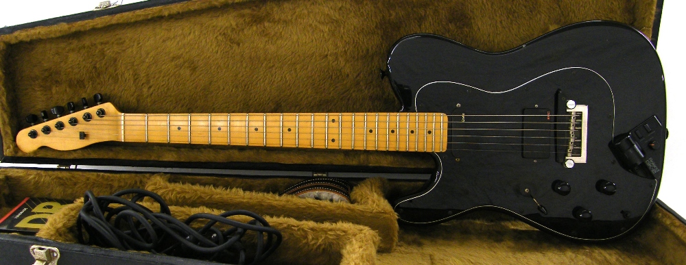 Bill Puplett custom Telecaster style electric/midi guitar, black finish with some surface marks, EMG