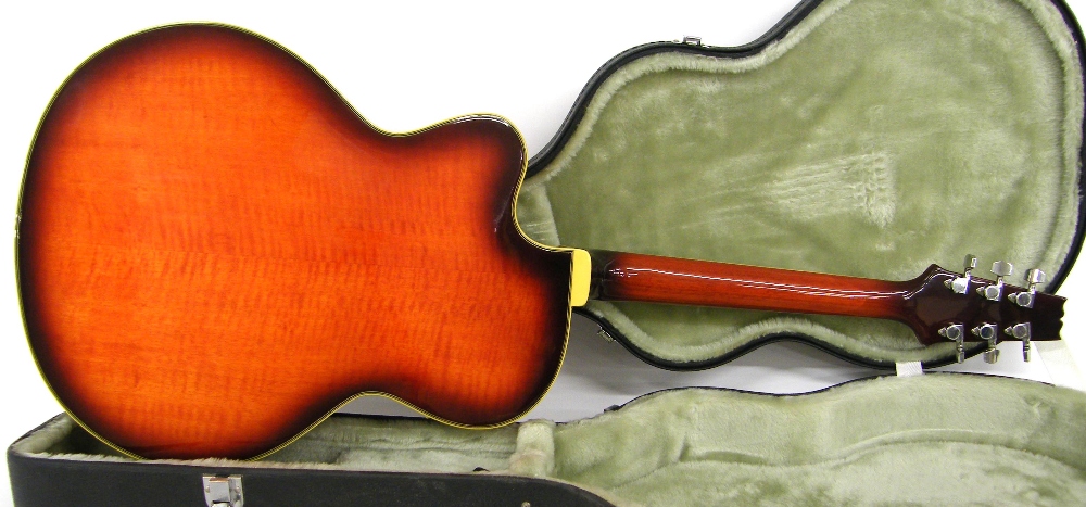 Aria Elecord FET-DLX electro-acoustic guitar, orange burst finish, hard case, condition: good - Image 2 of 2