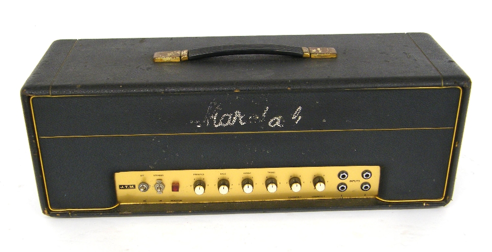 Mid 1960s Marshall JTM50 'Black Flag' amplifier head, ser. no. S/10086, outer casing in tired