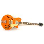 AXL Icon Series 12 electric hollow body guitar, orange finish, electrics appear to be in working
