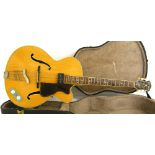 1958 Hofner President archtop guitar with later electrics, blonde finish, control panel fitted to