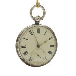 Silver pair cased fusee lever pocket watch, London 1858, the movement signed W.H Malins,