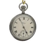 Waltham Military type nickel cased lever pocket watch, 16S 9 jewel three position movement, no.