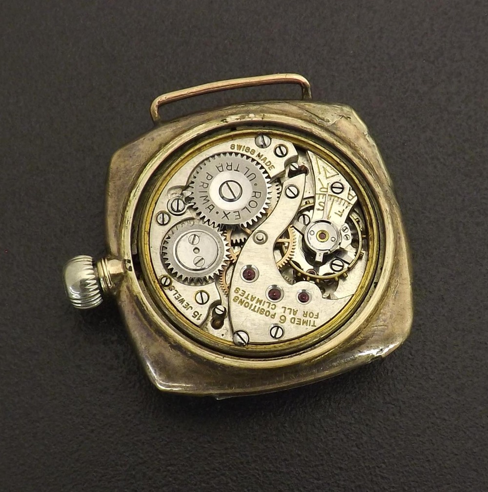 Rolex Oyster 9ct cushion case gentleman's wristwatch, import hallmarks for Glasgow 1927, case ref. - Image 3 of 4