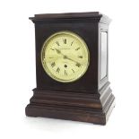 Good mahogany single fusee library clock, the 5.75" cream dial signed Brockbank, London, within a