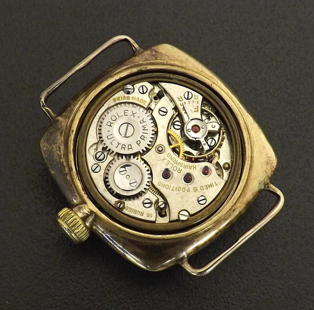 Rolex Oyster 9ct cushion case gentleman's wristwatch, import hallmarks for Glasgow 1928, case ref. - Image 3 of 4