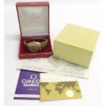 Omega De Ville Quartz gold plated stainless steel gentleman's bracelet watch, circa 1978, the gilt
