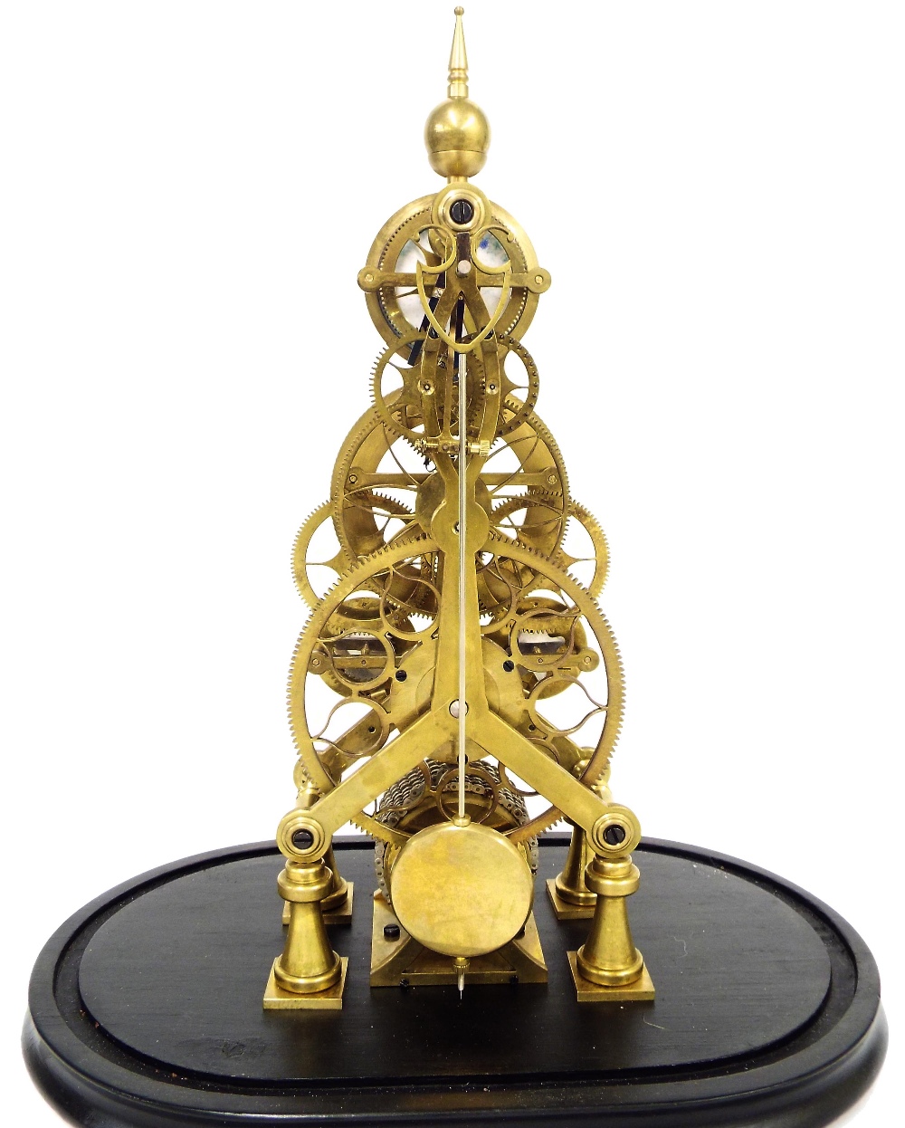 Contemporary brass single fusee skeleton mantel clock with pinwheel escapement, the 3.75" - Image 5 of 5