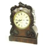 English rosewood double fusee mantel clock, the 7.5" cream dial signed Jonathan Carr, 170 Church