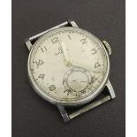 Omega WWII Military type stainless steel gentleman's wristwatch, the circular silvered dial with
