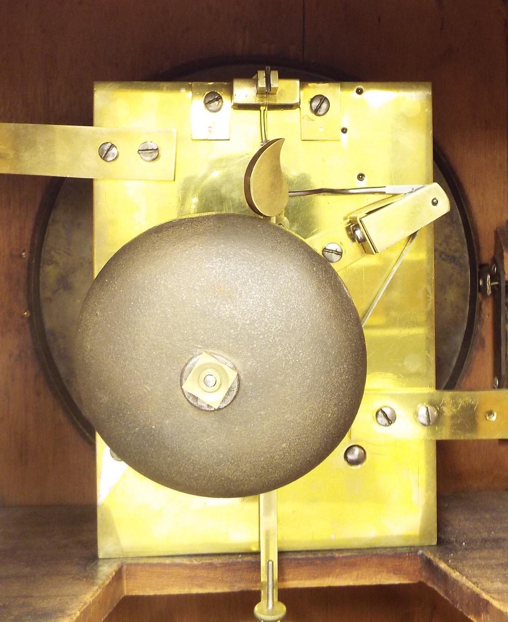 English walnut double fusee bracket clock striking on a bell, the 8" silvered dial signed Bennett, - Image 2 of 3