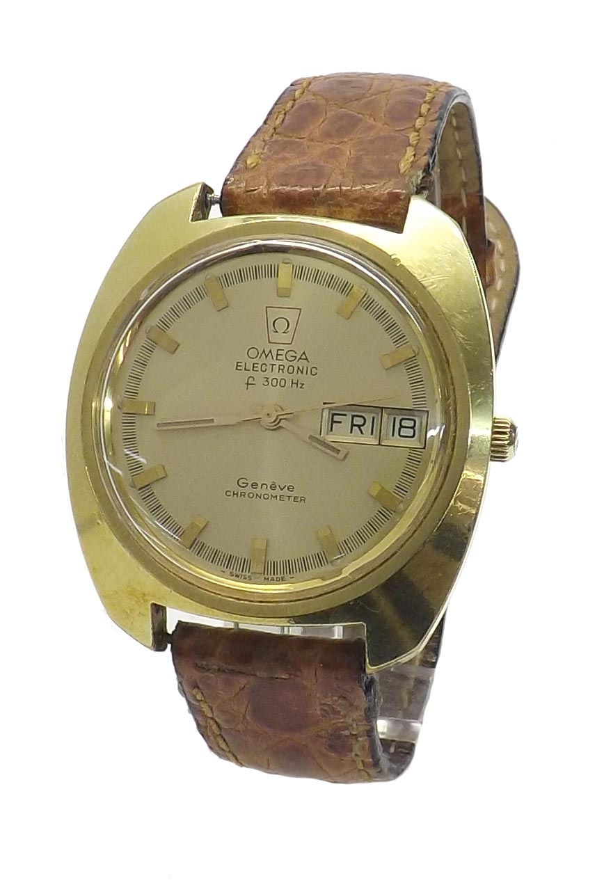 (VKH3LF) Omega Electronic f300Hz Chronometer gold plated gentleman's wristwatch, circa 1973,