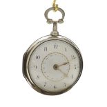 Silver pair cased verge calendar pocket watch, London 1804, the fusee movement signed Jas