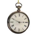 English silver verge pair cased pocket watch, London 1819, the fusee movement signed Will'm Frueman,