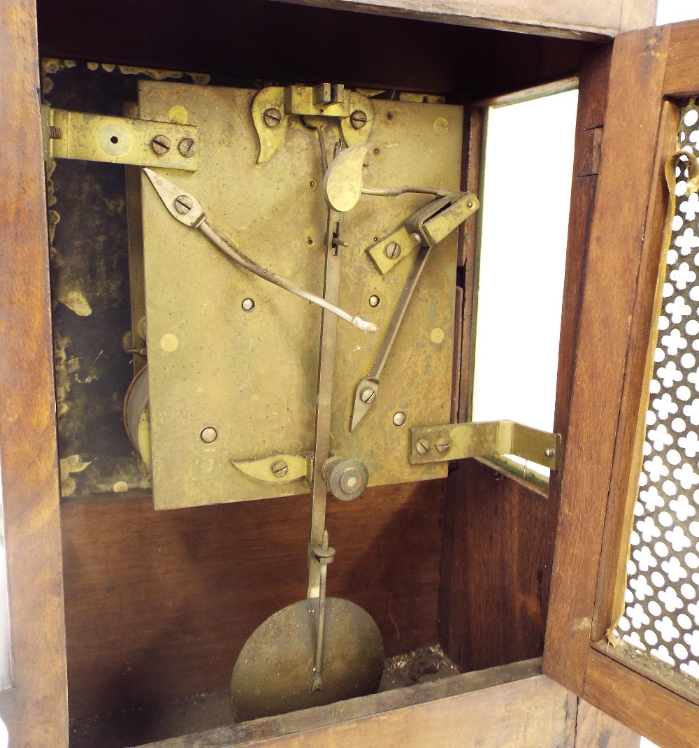 English walnut double fusee bracket clock striking on a bell, the 7.5" square dial signed E.J. Dent, - Image 3 of 3