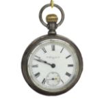 Elgin silver lever pocket watch, signed 7 jewel movement, no. 9487614, with safety pinion, the
